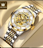 2023 New Premium BINBOND Men's Watch Skeleton Calendar Non-Mechanical Tourbillon Quartz Waterproof Watch ( Silver & Gold )
